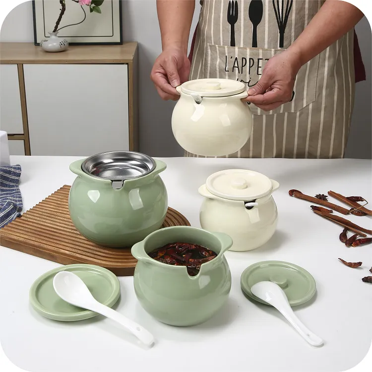 猪油罐陶瓷耐高温带盖食品级家用厨房装荤油辣椒油专用盐罐子冰箱