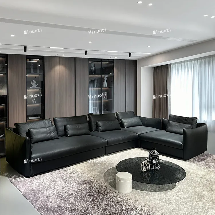 顾派 香奈儿意式真皮沙发头层牛皮客厅大平层直排转角丛林沙发