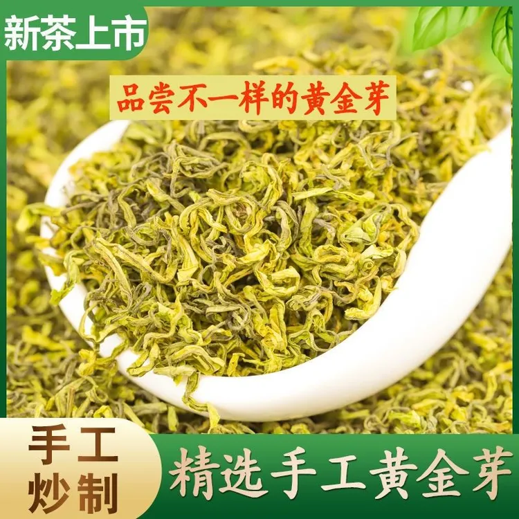 【纯手工黄金芽】明前采摘鲜爽新茶浓香耐泡豆香型绿茶礼罐盒装送礼
