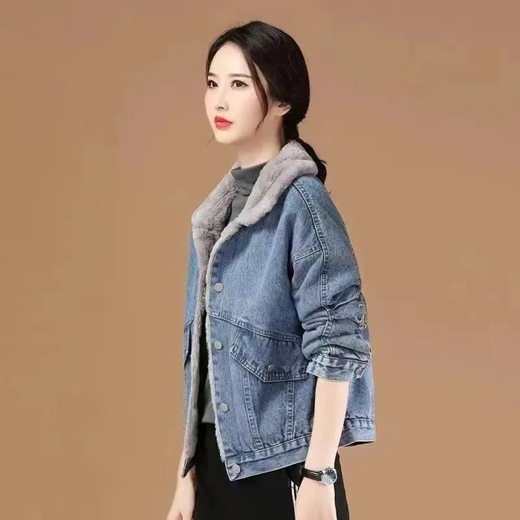加绒加厚牛仔外套女2025秋冬季新款韩版洋气时尚百搭宽松棉衣棉袄