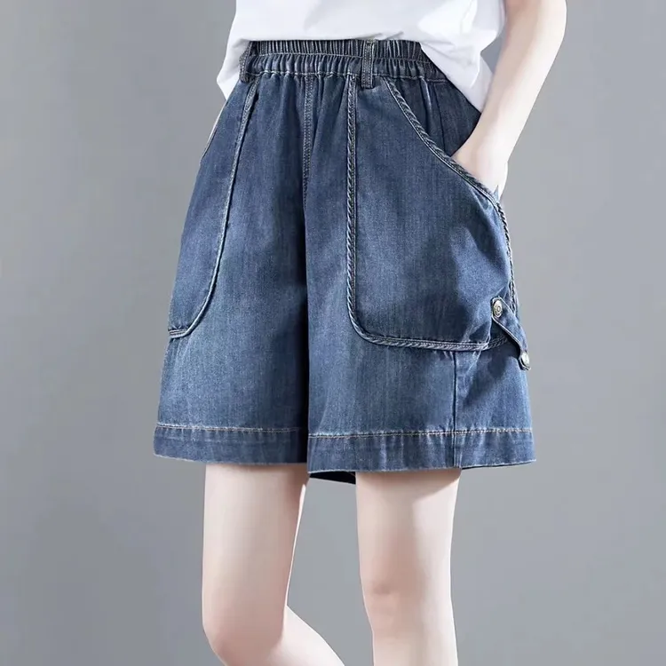 胖mm大码宽松牛仔短裤女夏季新款韩版遮肚显瘦休闲百搭阔腿五分裤