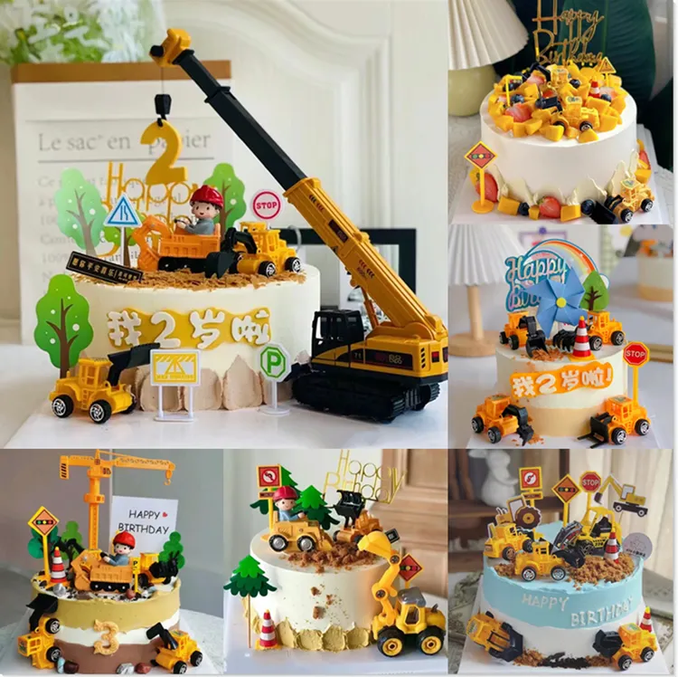 挖掘机儿童生日蛋糕创意网红爆款团购定制周岁男孩全国同城配送