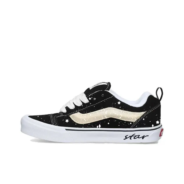 【定制球鞋】Vans Knu Skool 雪国星夜 泼墨 黑白色 VN0009QC6BT1