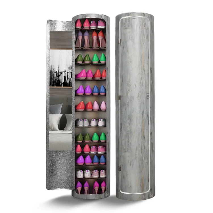 新款创意 圆形圆柱旋转鞋柜鞋架 家用门口大容量玄关收纳柜多功能