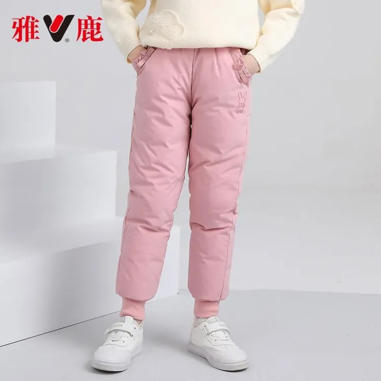 V/雅鹿童装羽绒裤儿童加绒加厚束脚女童宝宝裤子外穿洋气百搭冬季