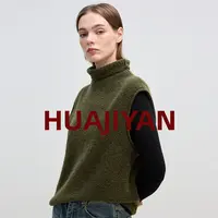 华吉言/HUAJIYAN 【草甸】进口羊驼.毛羊.毛混纺纱蓬松柔软毛衣背心