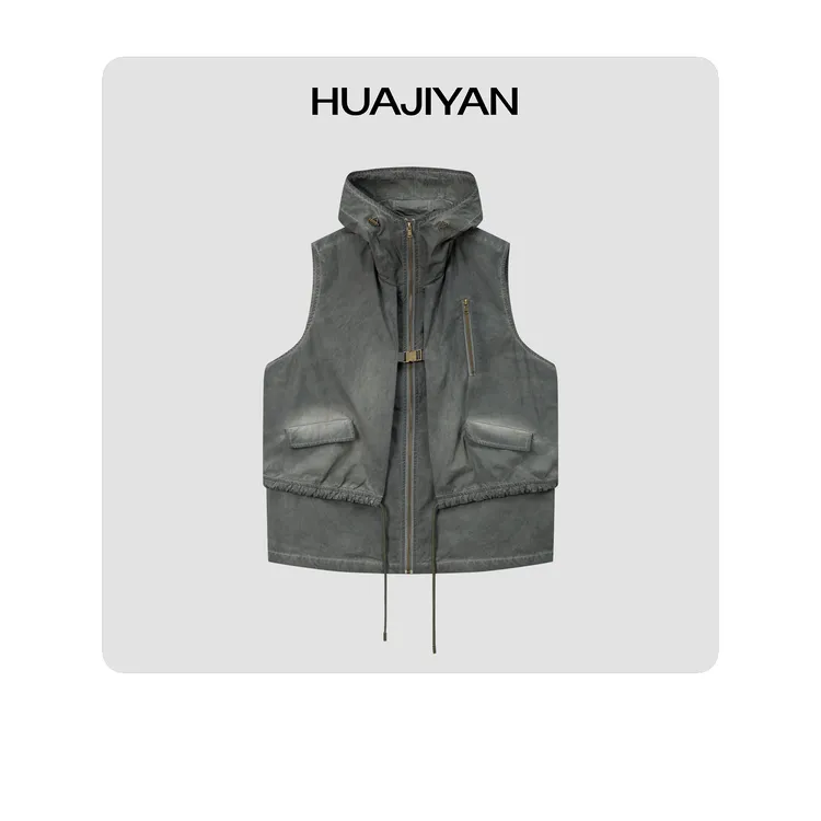 华吉言/HUAJIYAN【进化论】重工水连帽马夹