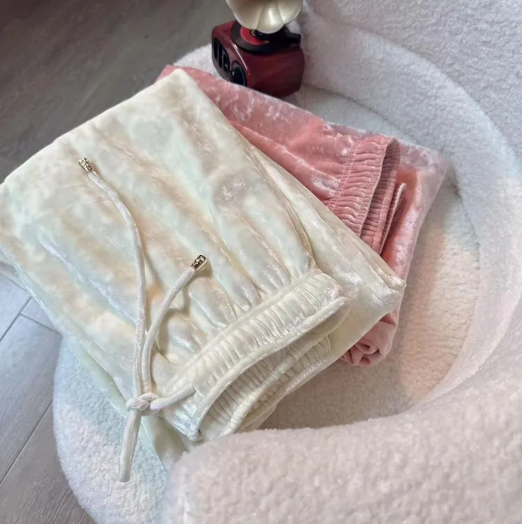 460克新中式国风宽松显瘦垂感直筒2025早冬新款加厚阔腿丝绒长裤