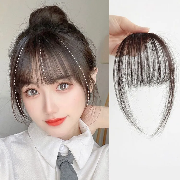 真发空气刘海假发女前额修颜刘海假发片自然无痕网红超薄假刘海