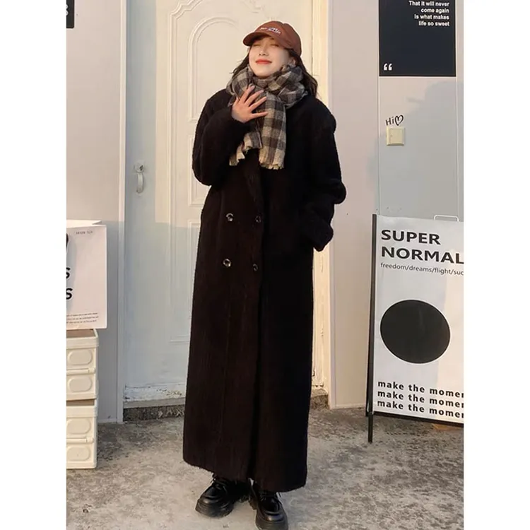 黑色赫本风中长款毛呢外套女秋冬季新款韩系过膝显瘦气质呢子大衣