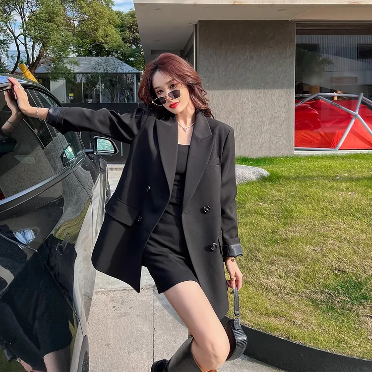 黑色西装外套女2025秋冬季新款休闲气质韩版设计感小个子西服上衣