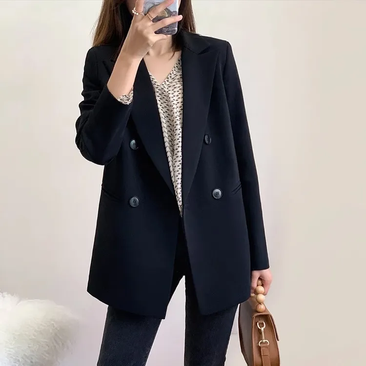 2025年秋冬小众黑色高级感炸街西装外套女宽松时尚显瘦休闲西服套