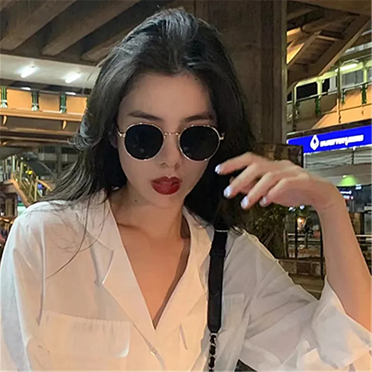 明星同款网红墨镜女款高级感小脸金属框网红韩版小框太阳镜眼镜女
