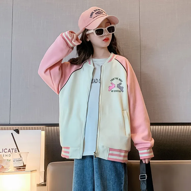 女童外套春秋款2024新款时髦洋气儿童秋季女大童秋装短款棒球服潮