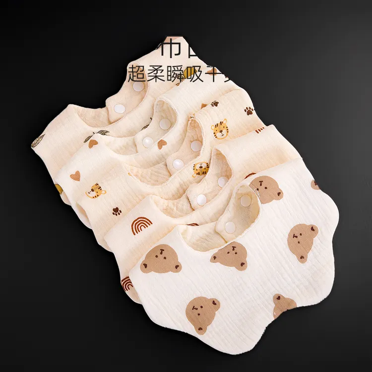 6层新生儿纯棉婴儿口水巾小孩纱布围嘴兜儿童口水巾婴儿