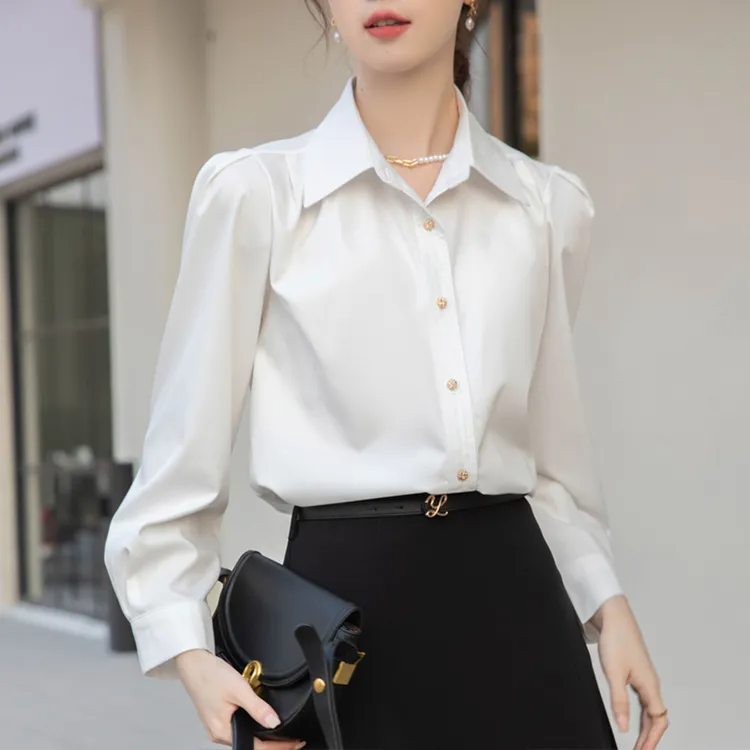 法式气质白色衬衫女2025年春秋季新款设计感小众职业通勤长袖上衣