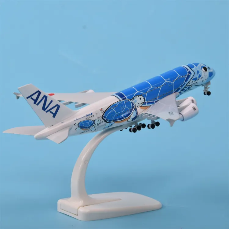 【童年玩具】18cm全日空飞天海龟A380仿真拼装合金客机模型飞机模型