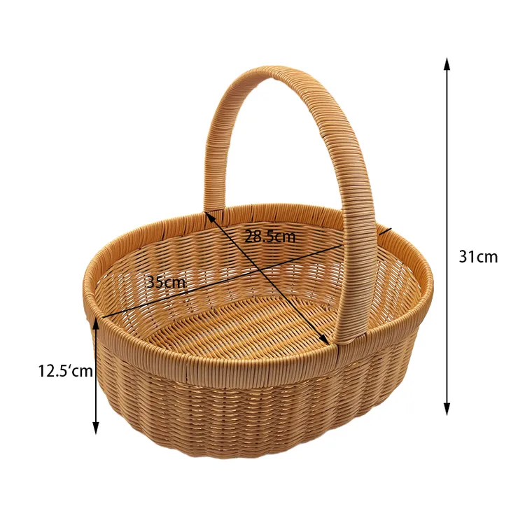 A0010藤编手工果篮纯手工创意南瓜蓝手提蓝加硬