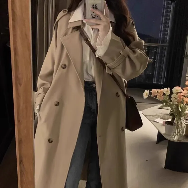 卡其色风衣外套女中长款2025新款春秋季英伦风小个子今年流行大衣