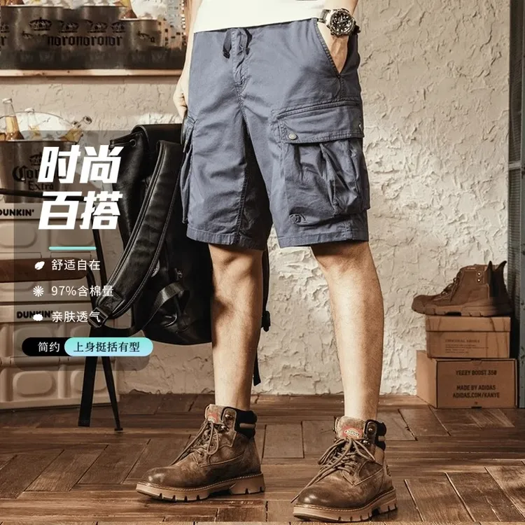 短裤男夏季透气美式户外多口袋工装裤潮流百搭百搭休闲中裤五分裤
