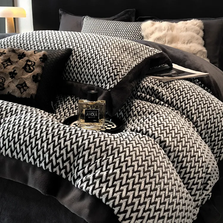 高端轻奢牛奶绒四件套加厚双面绒冬季珊瑚绒床单床笠被罩床上用品