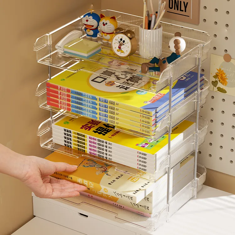 学科分类收纳盒学生桌面书本架书立资料文件可折叠多层置物整理架