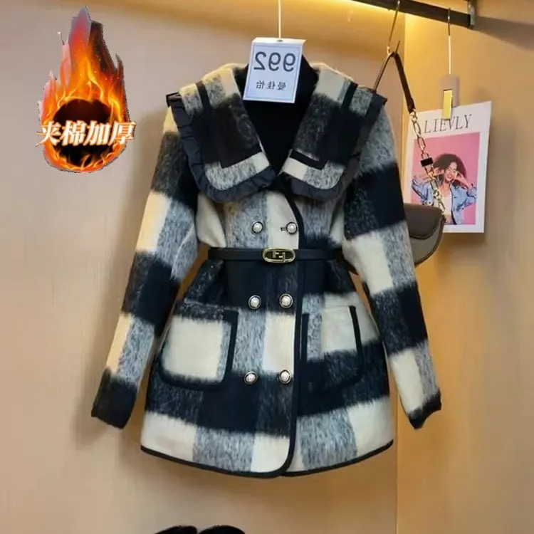0165今年流行新款法式小香风女神范高级感超好看小个子格子外套女