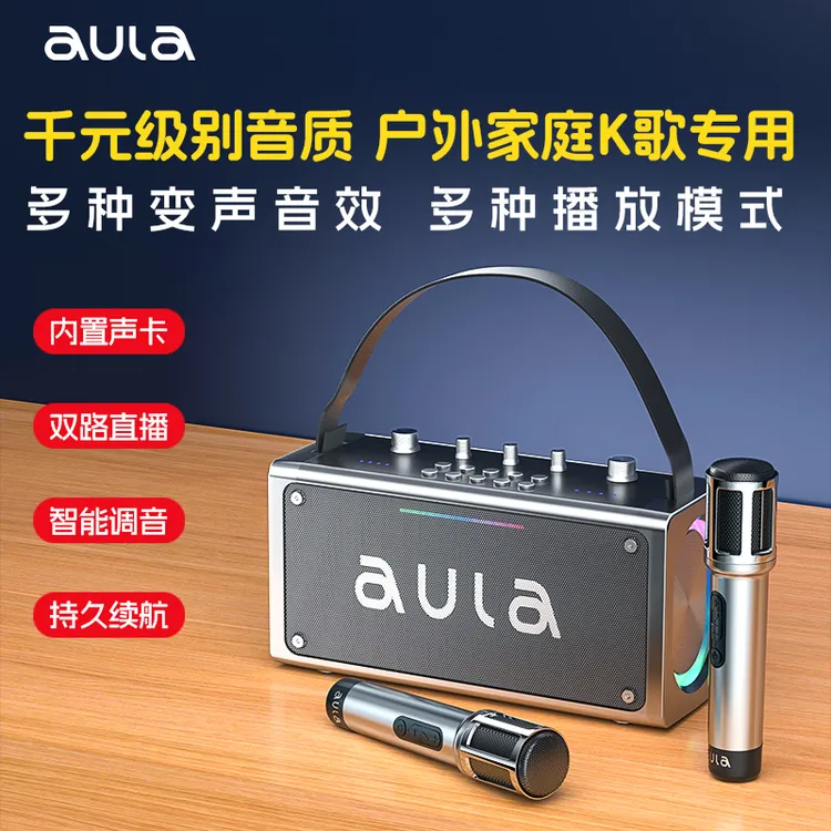 阿呜啦超大音量户外音箱话筒可接乐器U盘超重低音音响k歌家用