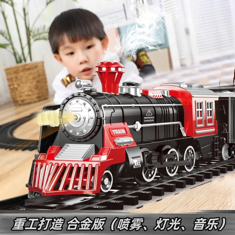儿童冒烟轨道小火车电动蒸汽小火车模型