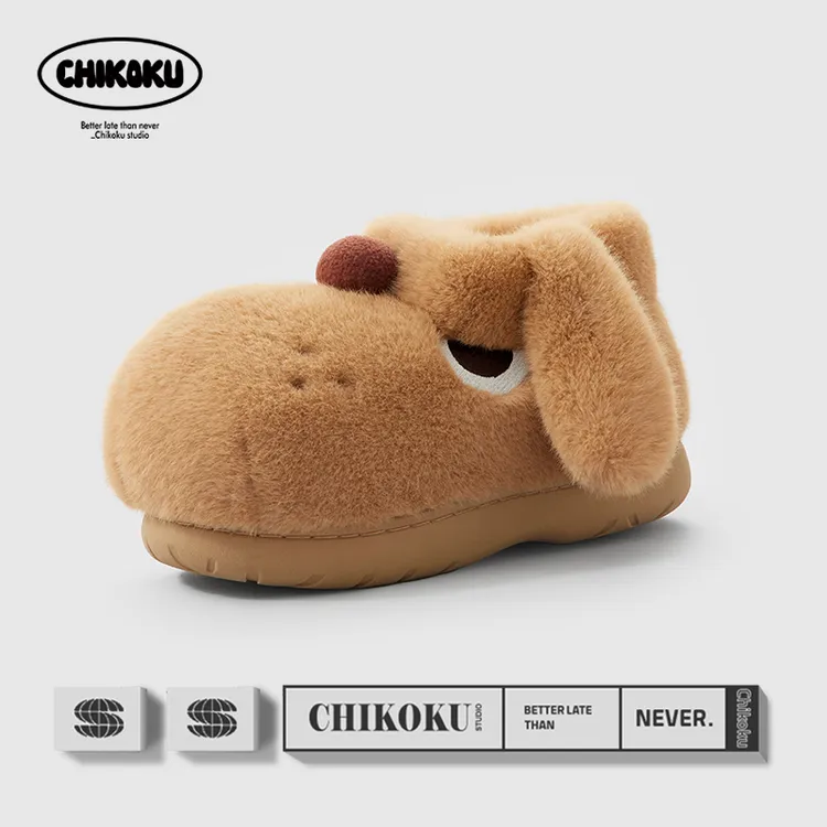 【小狗棉鞋】冬季男保暖可爱卡通厚底防滑居家室内情侣包跟棉拖鞋女