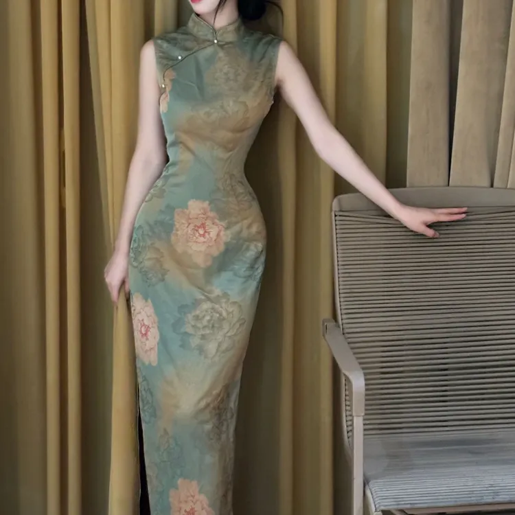 LHMknk1画报夫人原创自制高级清瑶吟同款港工旗袍连衣裙清官人
