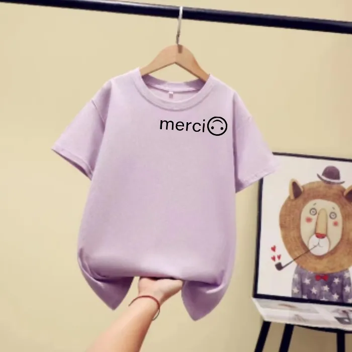 新款纯棉夏季儿童短袖T恤百搭男女童字母印花洋气中大童圆领上衣t