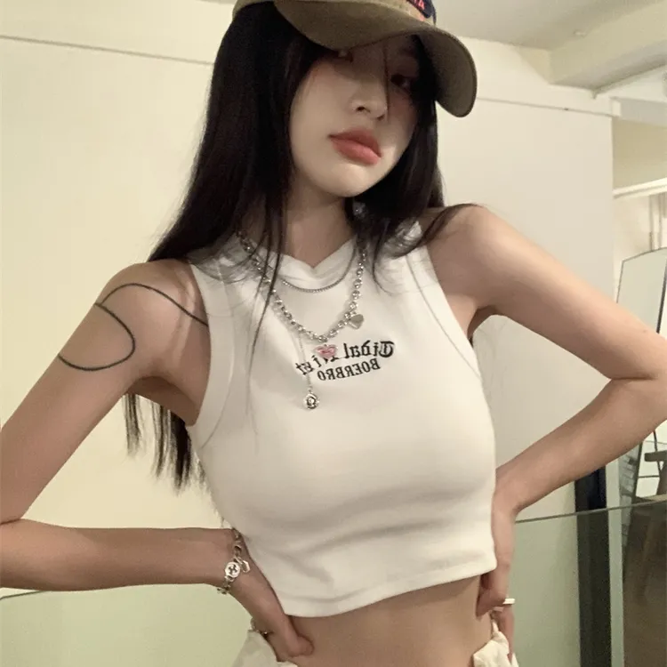 美式甜辣妹工字内搭小吊带美背背心女秋季短款外穿无袖爵士舞上衣