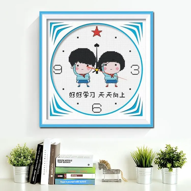 闹钟十字绣简单新手小幅萌萌可爱学生小的入门初学者清新儿童人物