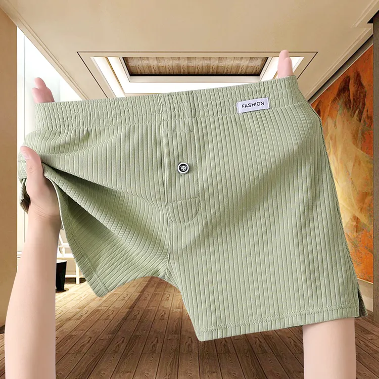 男士内裤男阿罗裤纯棉夏季家居裤宽松大码透气四角裤舒适平角短裤