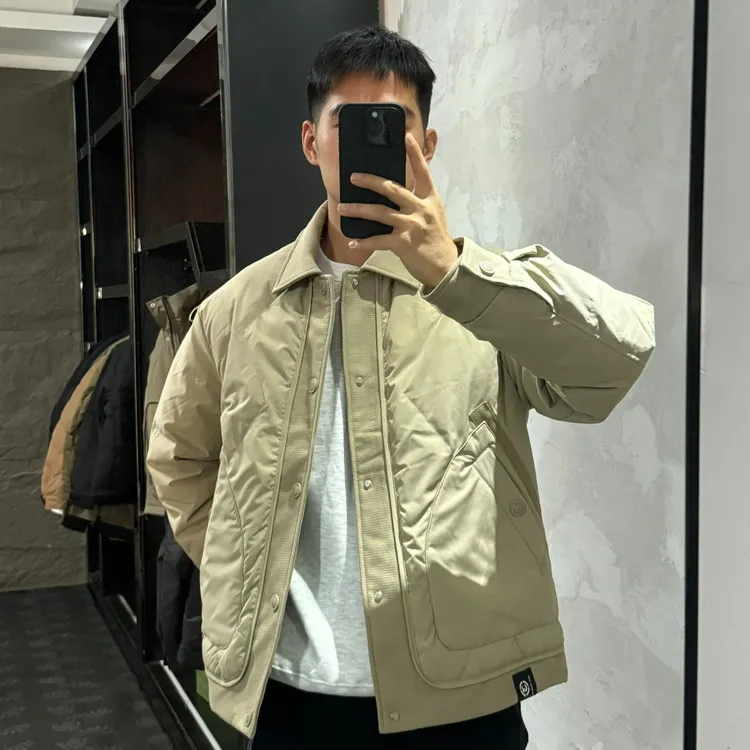 轻薄款羽绒服男士假两件阔版外套冬季潮流宽松休闲白鸭绒保暖上衣