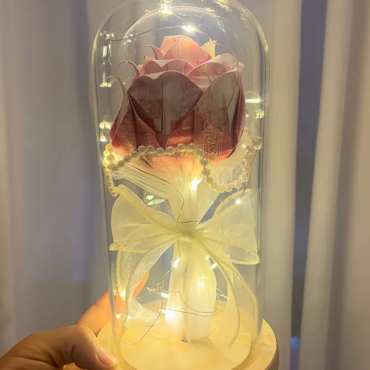 有钱花小夜灯材料包钱折的花束全套材料包生日礼物闺蜜老婆老公