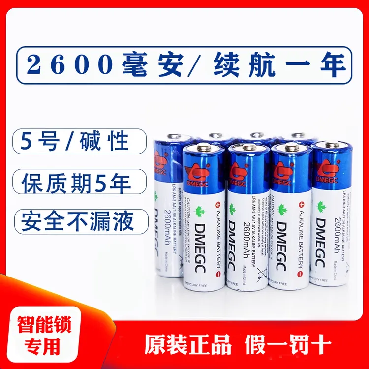 DMEGC5号电池2600毫安指纹智能密码电子门锁电池7号鱼跃血压计