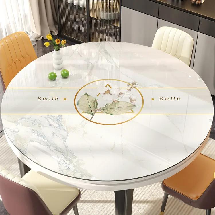 圆桌桌布防油防水又防烫轻奢高级感pvc软玻璃茶几台布圆形餐桌垫