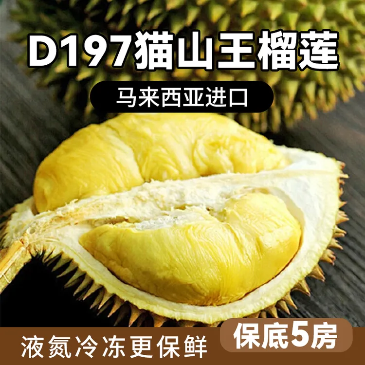 【保5房】马来西亚猫山王D197液氮榴莲 液氮整果 顺丰包邮