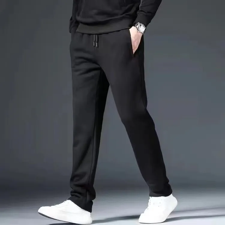冬季新款男士加绒加厚外穿保暖裤百搭大码商务休闲黑色保暖棉裤
