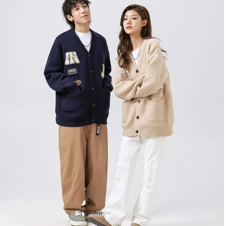 复古时尚情侣针织秋冬宽松潮流百搭圆领长袖运动春季保暖日系休闲