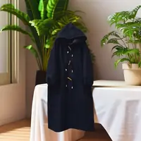 《米粒》80168森系公主风流苏牛角扣连帽毛呢大衣外套