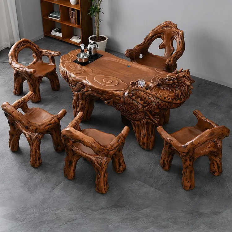 新中式户外桌椅组合雕刻全套庭院办公室酒店阳台家用功夫茶台