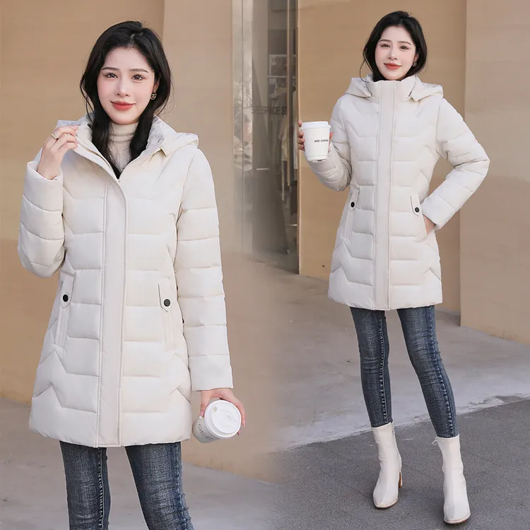 中长款棉服修身显瘦外套女士冬季保暖大码女棉衣防寒