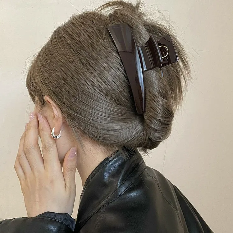 韩系小众设计感不规则梯形大号抓夹简约百搭亚克力盘发鲨鱼夹发夹