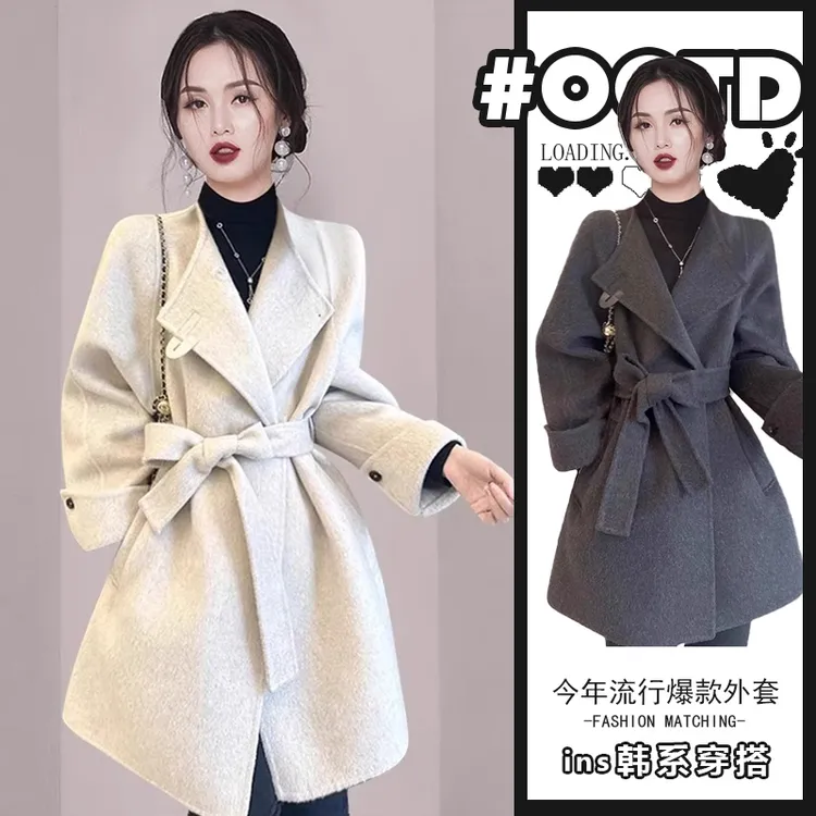 2025秋冬新款高级感气质宽松毛呢外套女时尚欧美减龄洋气加厚大衣