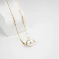 【香港展甄选DZ249】akoya珍珠18K金镶嵌路路通吊坠8.5-9MM(赠银链