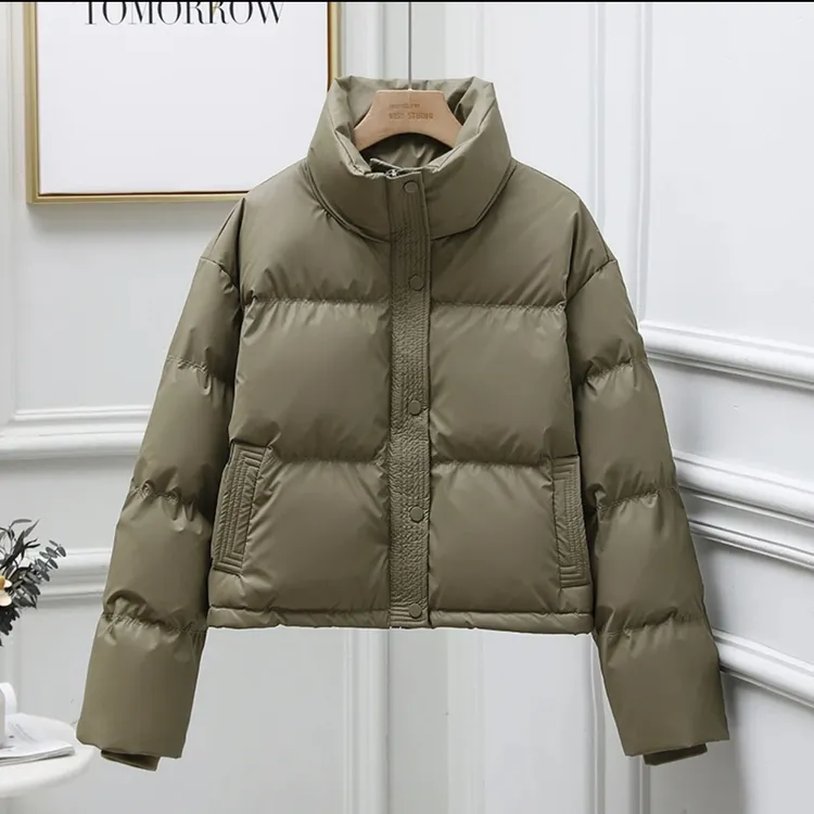 免洗耐脏棉服女短款2024新款时尚冬季加厚立领整张棉小个子女外套