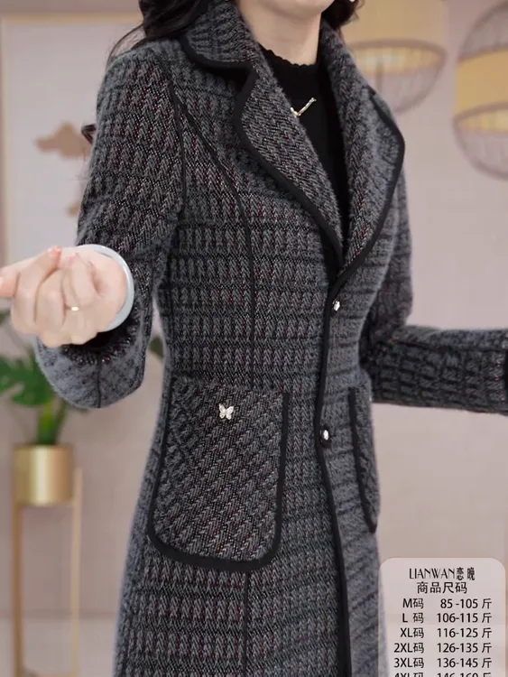 双面可穿高端西装领大衣2024冬季新款收腰显瘦加厚中长款毛呢外套